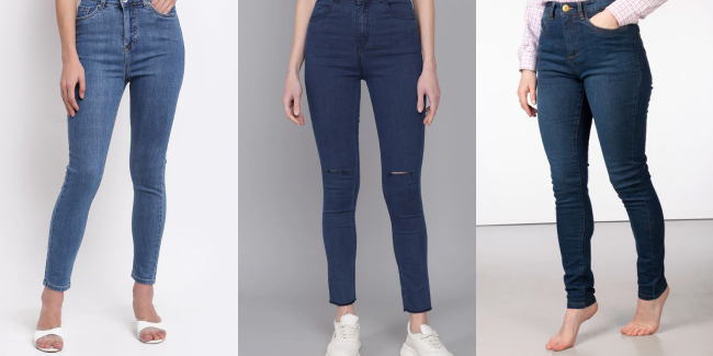 Skin fit high rise jeans